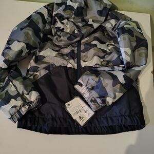 NWT Oshkosh B'gosh Wind Breaker Boys Size S Camouflage Grey 6 Hooded Fall